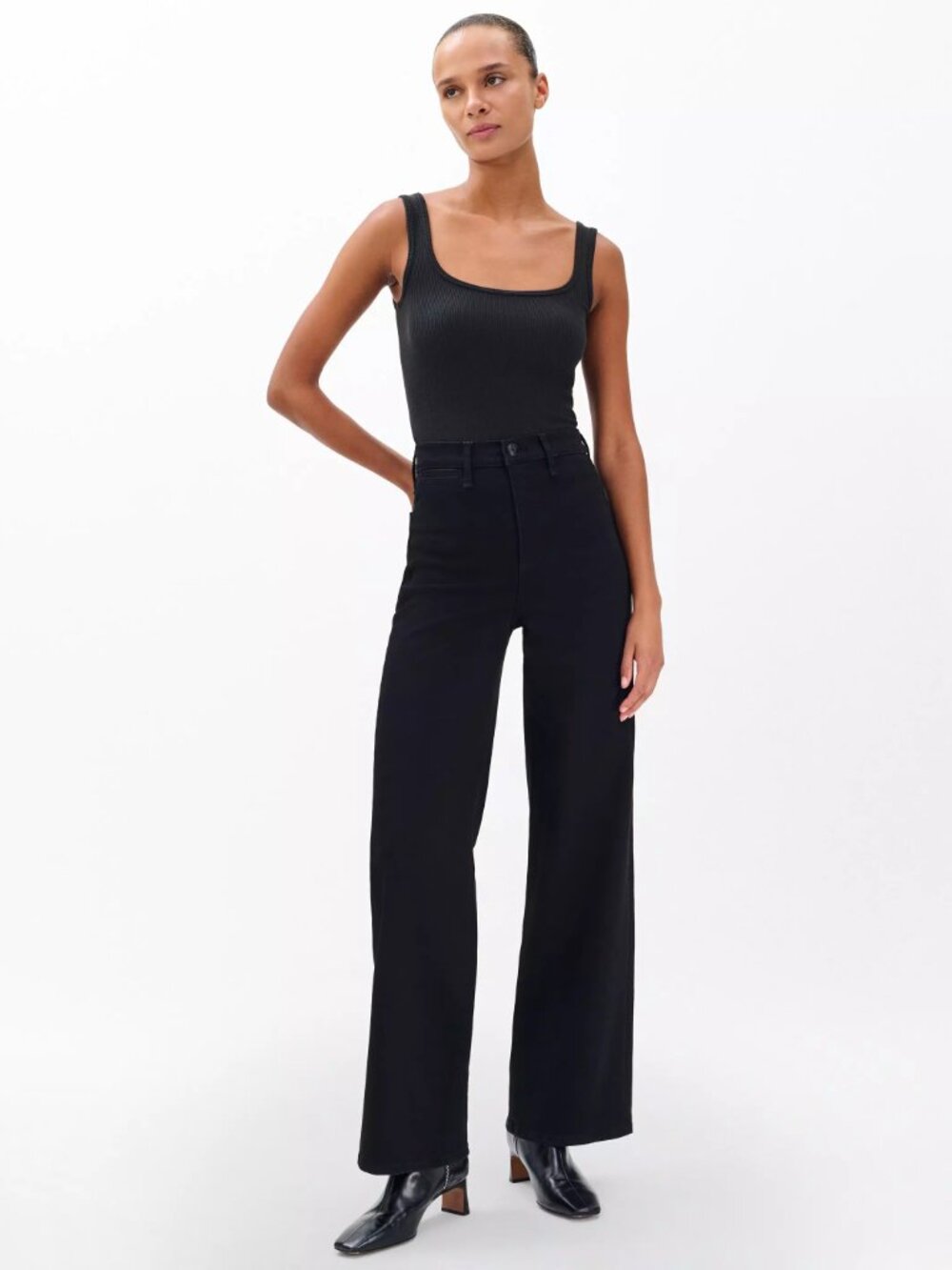 Rag & Bone Hadley Wide-Leg Jean Epic Black High Rise Trouser 29 NWT